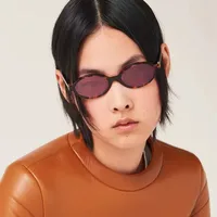 Retro Simple Style Solid Color Ac Oval Frame Full Frame Glasses main image 5