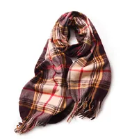 Women's Basic Plaid Polyester Tassel Scarf sku image 2