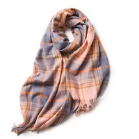 Women's Basic Plaid Polyester Tassel Scarf sku image 1