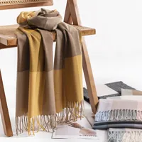 Women's Elegant Plaid Imitation Cashmere Tassel Scarf main image 3