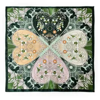 Women's Elegant Four Leaf Clover Polka Dots Flower Silk Silk Scarf sku image 2