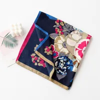 Women's Retro Plaid Flower Satin Silk Scarf sku image 2
