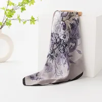 Women's Retro Plaid Flower Satin Silk Scarf sku image 9