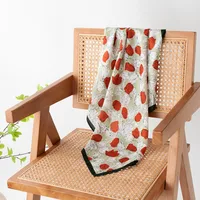 Women's Retro Plaid Flower Satin Silk Scarf sku image 13