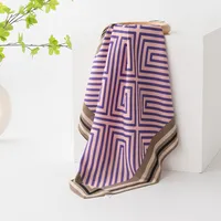 Women's Retro Plaid Flower Satin Silk Scarf sku image 17