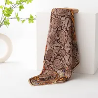 Women's Retro Plaid Flower Satin Silk Scarf sku image 20