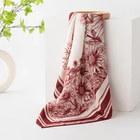 Women's Retro Plaid Flower Satin Silk Scarf sku image 24