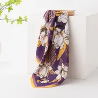 Women's Retro Plaid Flower Satin Silk Scarf sku image 28