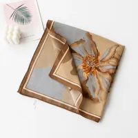 Women's Retro Plaid Flower Satin Silk Scarf sku image 40