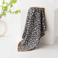 Women's Retro Plaid Flower Satin Silk Scarf sku image 44