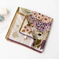 Women's Retro Plaid Flower Satin Silk Scarf sku image 4