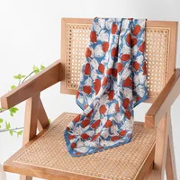 Women's Retro Plaid Flower Satin Silk Scarf sku image 11