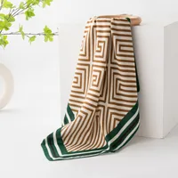 Women's Retro Plaid Flower Satin Silk Scarf sku image 15