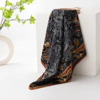 Women's Retro Plaid Flower Satin Silk Scarf sku image 19