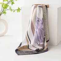 Women's Retro Plaid Flower Satin Silk Scarf sku image 22