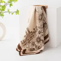 Women's Retro Plaid Flower Satin Silk Scarf sku image 26