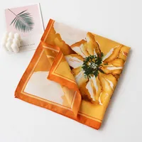 Women's Retro Plaid Flower Satin Silk Scarf sku image 38