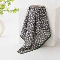 Women's Retro Plaid Flower Satin Silk Scarf sku image 42
