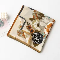Women's Retro Plaid Flower Satin Silk Scarf sku image 1