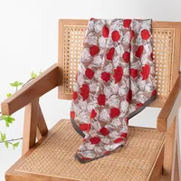 Women's Retro Plaid Flower Satin Silk Scarf sku image 12