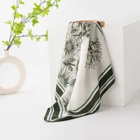 Women's Retro Plaid Flower Satin Silk Scarf sku image 27