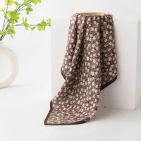 Women's Retro Plaid Flower Satin Silk Scarf sku image 43