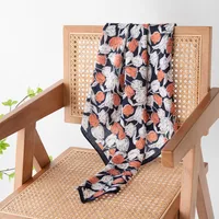 Women's Retro Plaid Flower Satin Silk Scarf sku image 10