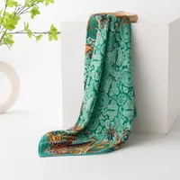 Women's Retro Plaid Flower Satin Silk Scarf sku image 18