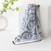 Women's Retro Plaid Flower Satin Silk Scarf sku image 29