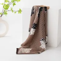 Women's Retro Plaid Flower Satin Silk Scarf sku image 33