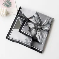 Women's Retro Plaid Flower Satin Silk Scarf sku image 41