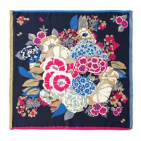 Women's Retro Plaid Flower Satin Silk Scarf main image 4