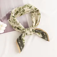 Women's Pastoral Houndstooth Flower Satin Silk Scarf sku image 12