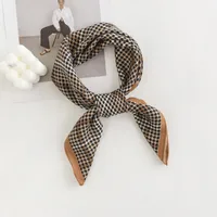Women's Pastoral Houndstooth Flower Satin Silk Scarf sku image 16