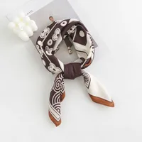 Women's Pastoral Houndstooth Flower Satin Silk Scarf sku image 5