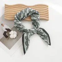 Women's Pastoral Houndstooth Flower Satin Silk Scarf sku image 9