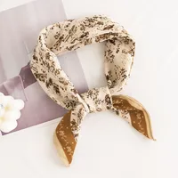 Women's Pastoral Houndstooth Flower Satin Silk Scarf sku image 13