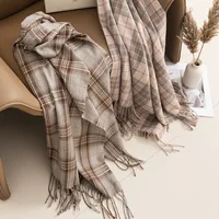 Women's Elegant Plaid Imitation Cashmere Tassel Scarf main image 2