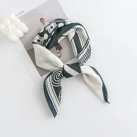 Women's Pastoral Houndstooth Flower Satin Silk Scarf sku image 6