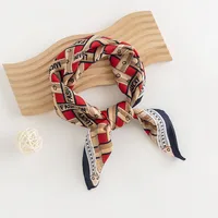 Women's Pastoral Houndstooth Flower Satin Silk Scarf sku image 3