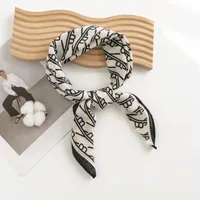 Women's Pastoral Houndstooth Flower Satin Silk Scarf sku image 7