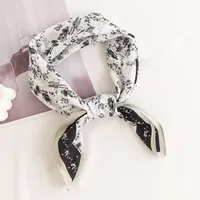 Women's Pastoral Houndstooth Flower Satin Silk Scarf sku image 11