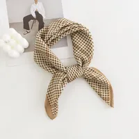 Women's Pastoral Houndstooth Flower Satin Silk Scarf sku image 15