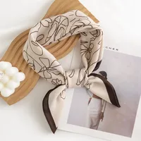 Women's Pastoral Houndstooth Flower Satin Silk Scarf sku image 19