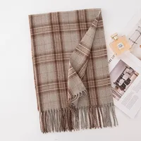 Women's Elegant Plaid Imitation Cashmere Tassel Scarf sku image 2
