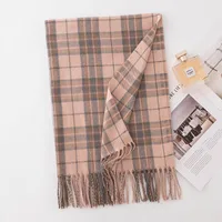 Women's Elegant Plaid Imitation Cashmere Tassel Scarf sku image 4