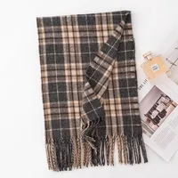 Women's Elegant Plaid Imitation Cashmere Tassel Scarf sku image 3