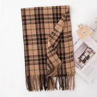 Women's Elegant Plaid Imitation Cashmere Tassel Scarf sku image 5