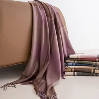 Women's Elegant Simple Style Plaid Imitation Cashmere Tassel Scarf main image 4