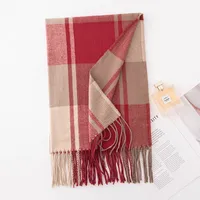 Women's Elegant Simple Style Plaid Imitation Cashmere Tassel Scarf sku image 2
